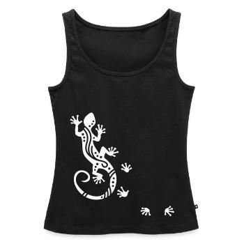 Gecko courant Ethno - Débardeur bio Premium Femme - noir - Devant - AI Model Female 172 light (172cm)