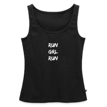 Laufen - run grl run - Frauen Premium Organic Tank Top - Schwarz - Vorne - AI Model Female 172 light (172cm)