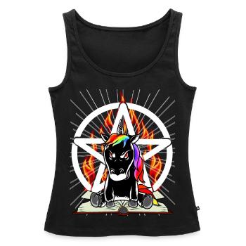 Satan Einhorn Pentagramm Teuflisch Fabelwesen Böse - Frauen Premium Organic Tank Top - Schwarz - Vorne - AI Model Female 172 light (172cm)