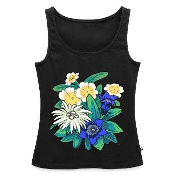 Austria Flowers Flower Mountains Mountains Nature Flora - Women’s Premium Organic Tank top - black - Front - AI Model Female 172 light (172cm)