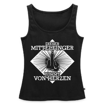 Mittelfinger Stinkefinger Misanthrop - Frauen Premium Organic Tank Top - Schwarz - Vorne - AI Model Female 172 light (172cm)