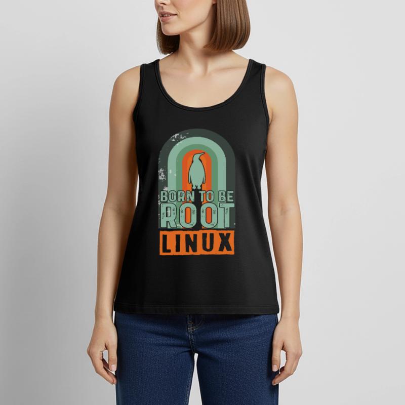 Born To Be Root Retro Linux Nerd Coding Geek Frauen Premium Organic Tank Top