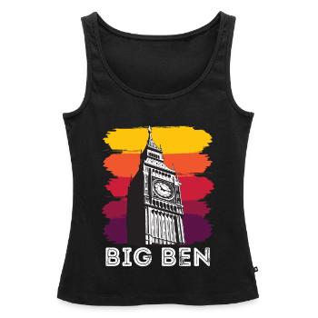 Big Ben Londres Angleterre Royaume-Uni Anglais - Débardeur bio Premium Femme - noir - Devant - AI Model Female 172 light (172cm)