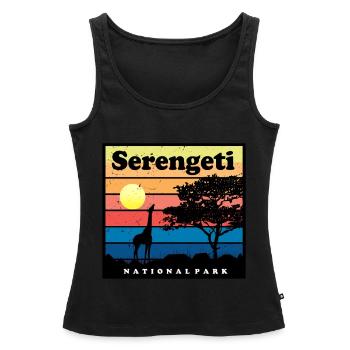 Safari Girafe Serengeti Afrique Parc National Tans - Débardeur bio Premium Femme - noir - Devant - AI Model Female 172 light (172cm)