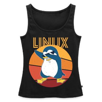 Linux Admin Cool Penguin Nerd Informatics - Débardeur bio Premium Femme - noir - Devant - AI Model Female 172 light (172cm)