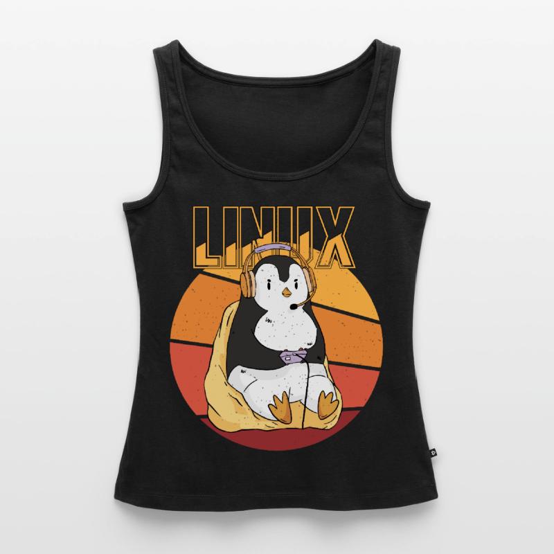 Gamer Penguin Linux Root Party Nerd Programmer Com Women’s Premium Organic Tank top