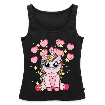 Licorne Hearty Mythical Animal Enfants Stardust - Débardeur bio Premium Femme - noir - Devant - AI Model Female 172 light (172cm)