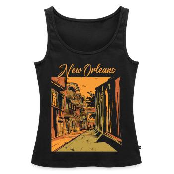 Nouvelle-Orléans Louisiane Souvenir Bourbon Street - Débardeur bio Premium Femme - noir - Devant - AI Model Female 172 light (172cm)