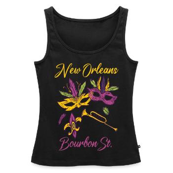 Français Bourbon souvenir du carnaval de la Nouvelle-Orléans - Débardeur bio Premium Femme - noir - Devant - AI Model Female 172 light (172cm)