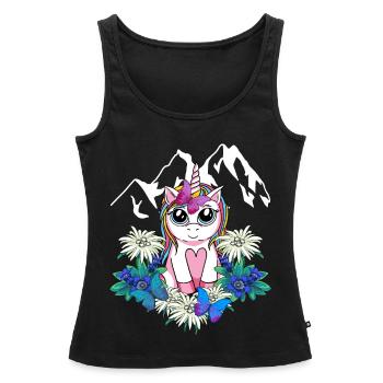 Alpes Licorne Printemps Animaux mythiques Alm Enfants - Débardeur bio Premium Femme - noir - Devant - AI Model Female 172 light (172cm)