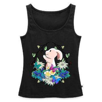Début du printemps Lapin de Pâques Nature - Débardeur bio Premium Femme - noir - Devant - AI Model Female 172 light (172cm)