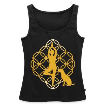 Yoga mit Hund Meditation Yogaübung - Frauen Premium Organic Tank Top - Schwarz - Vorne - AI Model Female 172 light (172cm)