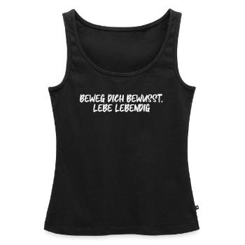 Pilates - Beweg dich bewusst, lebe lebendig - Frauen Premium Organic Tank Top - Schwarz - Vorne - AI Model Female 172 light (172cm)