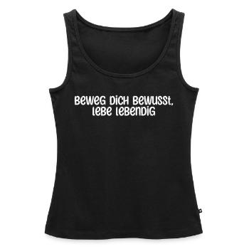 Pilates - Beweg dich bewusst, lebe lebendig - Frauen Premium Organic Tank Top - Schwarz - Vorne - AI Model Female 172 light (172cm)