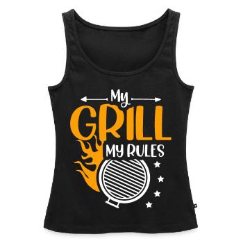 Mon Grill Mes Règles Mangeurs de viande Grillades - Débardeur bio Premium Femme - noir - Devant - AI Model Female 172 light (172cm)