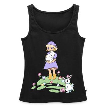 Pâques lapin enfants lapin oeufs de Pâques oeufs - Débardeur bio Premium Femme - noir - Devant - AI Model Female 172 light (172cm)