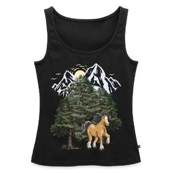 Montagnes, Montagnes, Cheval, Forêt-Noire, Tyrol, Alpes - Débardeur bio Premium Femme - noir - Devant - AI Model Female 172 light (172cm)