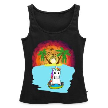 Licorne Mers du Sud Vacances Océan Île Détresse Mer Lac - Débardeur bio Premium Femme - noir - Devant - AI Model Female 172 light (172cm)