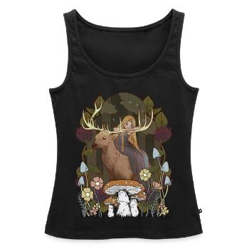 Conte de fées Conte de fées Personnage Fille Forêt Nature Cerf - Débardeur bio Premium Femme - noir - Devant - AI Model Female 172 light (172cm)