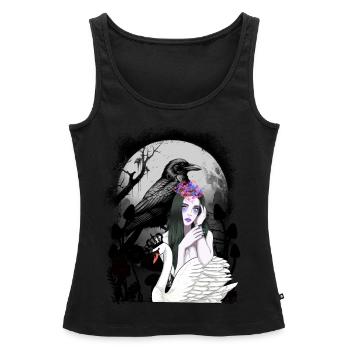 cygne mystique conte de fées conte de fées personnage corbeau - Débardeur bio Premium Femme - noir - Devant - AI Model Female 172 light (172cm)