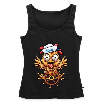 Crazy Funny Chicken barreur des Maritimes - Débardeur bio Premium Femme - noir - Devant - AI Model Female 172 light (172cm)