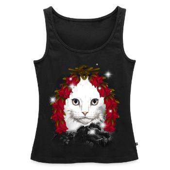 Cadeau de Noël Chat Conte de fées Conte de fées Personnage Noël - Débardeur bio Premium Femme - noir - Devant - AI Model Female 172 light (172cm)