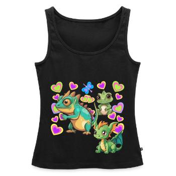 Dino Dinos Kind Kinder - Frauen Premium Organic Tank Top - Schwarz - Vorne - AI Model Female 172 light (172cm)