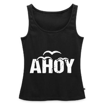 Côte d’accueil du lac Ahoy - Débardeur bio Premium Femme - noir - Devant - AI Model Female 172 light (172cm)