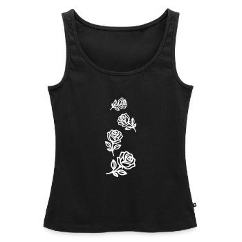 Roses Fleurs - Débardeur bio Premium Femme - noir - Devant - AI Model Female 172 light (172cm)
