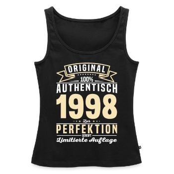 Authentisches Vintage-Geschenk 1998 - Frauen Premium Organic Tank Top - Schwarz - Vorne - AI Model Female 172 light (172cm)