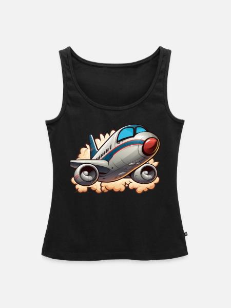 Comic Jumbo Jet - Frauen Premium Organic Tank Top - Schwarz