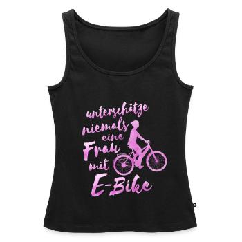 e bike Fahrrad Frau Geschenk e bike - Frauen Premium Organic Tank Top - Schwarz - Vorne - AI Model Female 172 light (172cm)