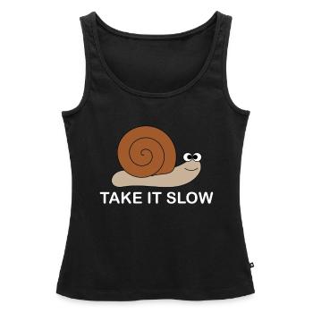Escargot lent - Débardeur bio Premium Femme - noir - Devant - AI Model Female 172 light (172cm)