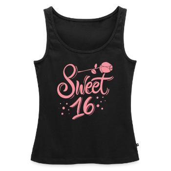 Sweet 16e anniversaire - Débardeur bio Premium Femme - noir - Devant - AI Model Female 172 light (172cm)