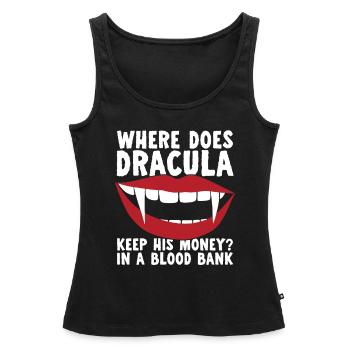 Halloween Drôle de Dracula - Débardeur bio Premium Femme - noir - Devant - AI Model Female 172 light (172cm)