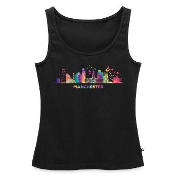 Manchester Skyline Manchester - Débardeur bio Premium Femme - noir - Devant - AI Model Female 172 light (172cm)