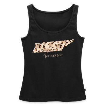 État du Tennessee Leo Tennessee - Débardeur bio Premium Femme - noir - Devant - AI Model Female 172 light (172cm)