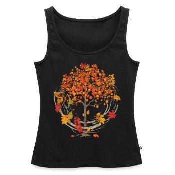 Feuillage coloré Forêt Arbre Feuillus Feuilles Mortes Cadeau Automne - Débardeur bio Premium Femme - noir - Devant - AI Model Female 172 light (172cm)