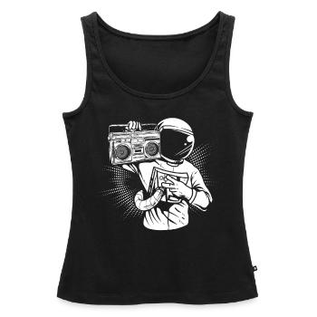 Ghetto Blaster Astronaute - Débardeur bio Premium Femme - noir - Devant - AI Model Female 172 light (172cm)