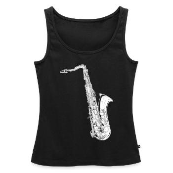 Fanfare de saxophone - Débardeur bio Premium Femme - noir - Devant - AI Model Female 172 light (172cm)