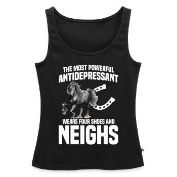 Frisian, Boy, Love, Horse, Frisian - Women’s Premium Organic Tank top - black - Front - AI Model Female 172 light (172cm)