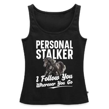 Personal stalker Je vous suis partout où vous allez - Débardeur bio Premium Femme - noir - Devant - AI Model Female 172 light (172cm)