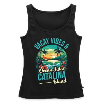 Vacay Vibes & Occänen -gezeiten Catalina Island - Frauen Premium Organic Tank Top - Schwarz - Vorne - AI Model Female 172 light (172cm)