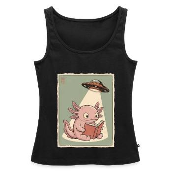 Vintage Japanese Axolotl Buchliebhaber UFO Alien - Frauen Premium Organic Tank Top - Schwarz - Vorne - AI Model Female 172 light (172cm)