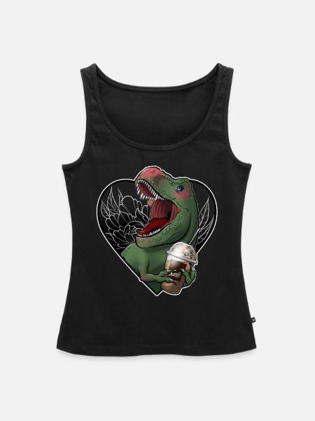 T-Rex und Karamell Frappe Print - Frauen Premium Organic Tank Top - Schwarz
