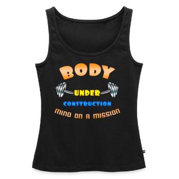 Body Under Construction - Corp en Construction - Débardeur bio Premium Femme - noir - Devant - AI Model Female 172 light (172cm)