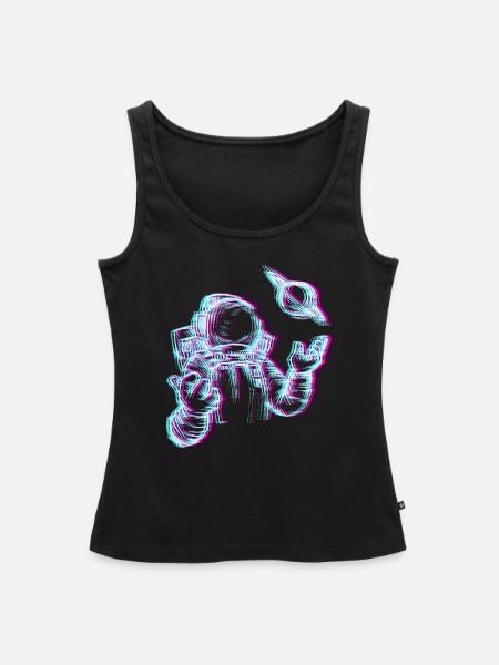 Glitch Astronaut im Weltall - Frauen Premium Organic Tank Top - Schwarz