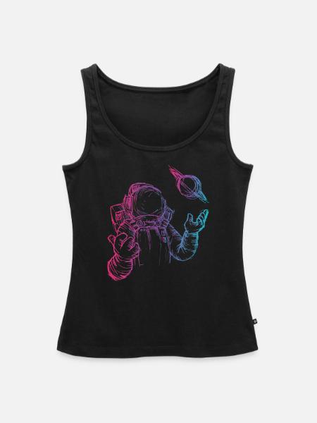 Retro Astronaut im Weltall - Frauen Premium Organic Tank Top - Schwarz