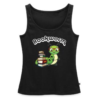 Bücherwurm - Frauen Premium Organic Tank Top - Schwarz - Vorne - AI Model Female 172 light (172cm)
