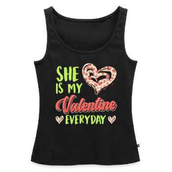 Tous les jours ma chérie Cher couple Saint-Valentin - Débardeur bio Premium Femme - noir - Devant - AI Model Female 172 light (172cm)